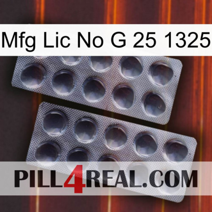 Mfg Lic No G 25 1325 31